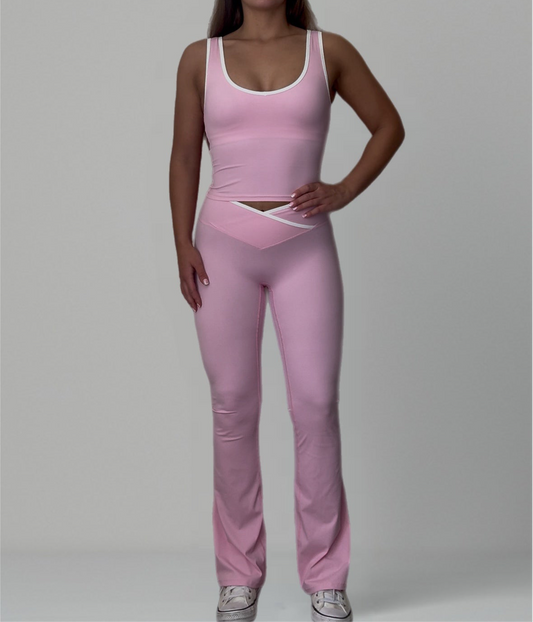 Elegance Contrast Flared Leggings